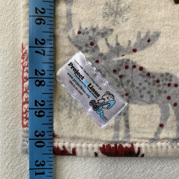 Project Linus Handmade Cozy Blanket Winter Holiday Plaid Elk 39X30 Snowflakes - Picture 6 of 9